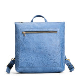 Cornflower | Square slim leather tote backpack