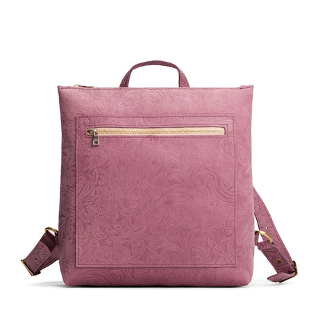 Hollyhock | Square slim leather tote backpack