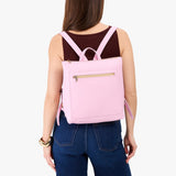 Pinkaboo Large | Square slim leather tote backpack