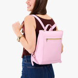 Pinkaboo Large | Square slim leather tote backpack