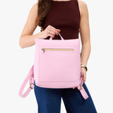 Pinkaboo Large | Square slim leather tote backpack