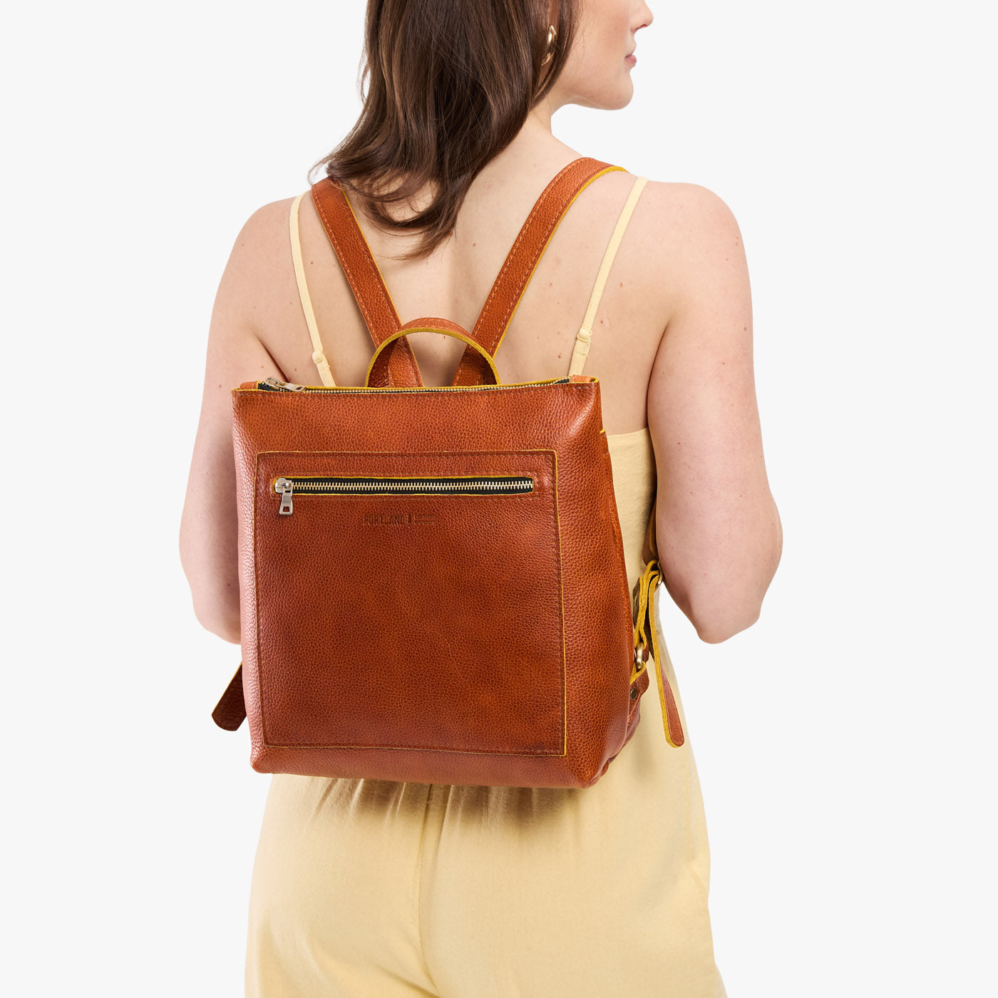 Sienna*Classic | Square slim leather tote backpack