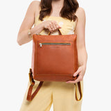 Sienna Classic | Square slim leather tote backpack