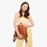 Sienna Classic | Square slim leather tote backpack
