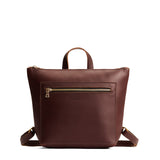 Cognac Small | Square slim leather tote backpack