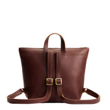 Cognac Small | Square slim leather tote backpack