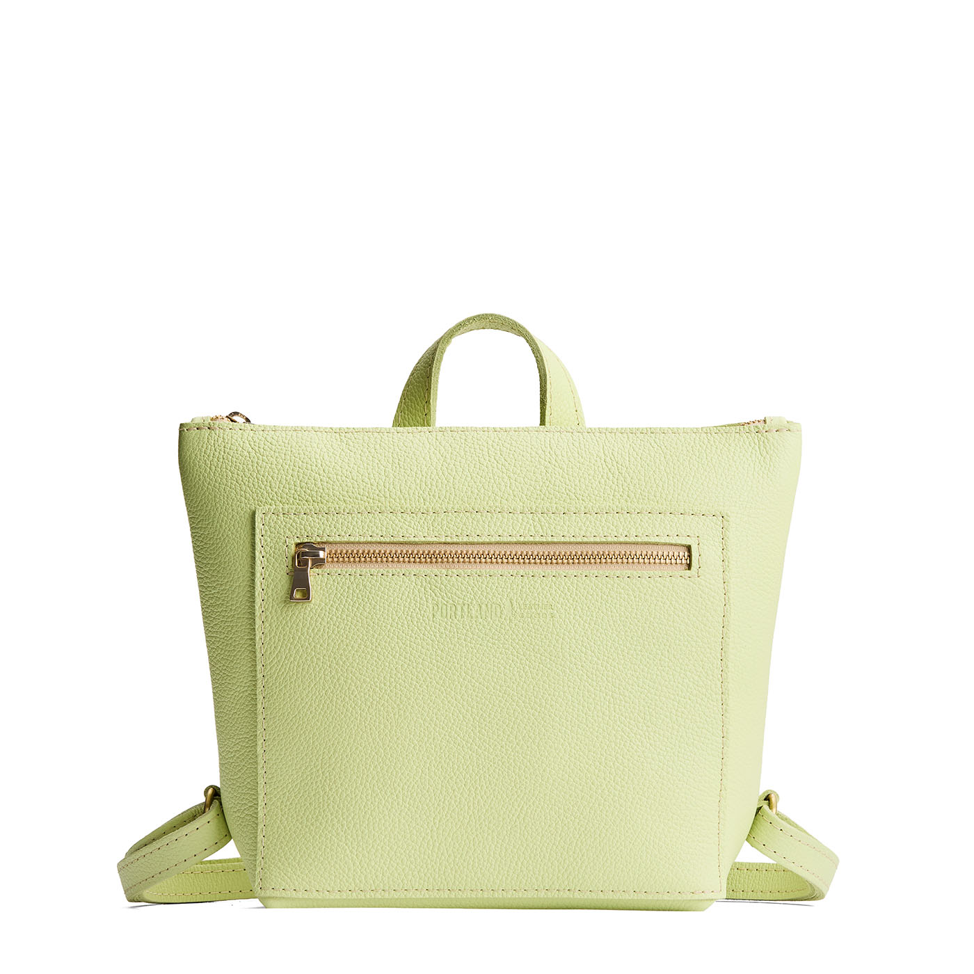 Shadow Lime*Small | Small square slim leather tote backpack