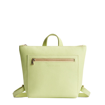 Shadow Lime*Small | Small square slim leather tote backpack