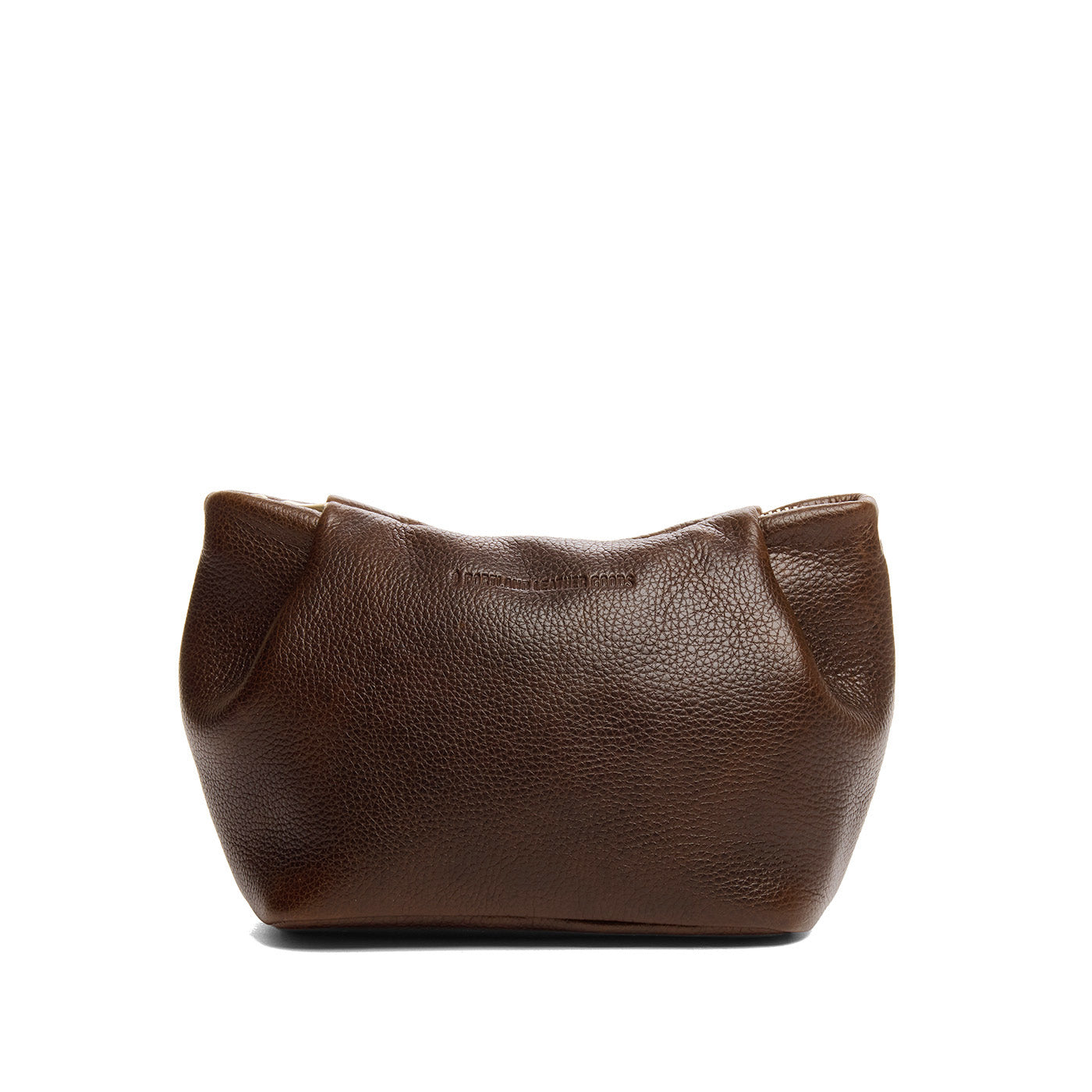 Coldbrew | Leather makeup bag with folded sides and zipper closure