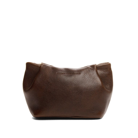 Coldbrew | Leather makeup bag with folded sides and zipper closure