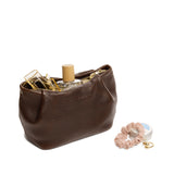 Coldbrew | Leather makeup bag with folded sides and zipper closure