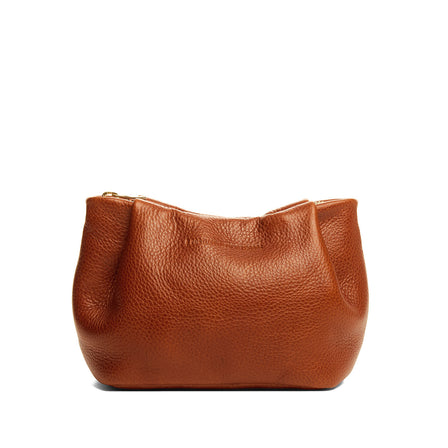Sienna | Leather makeup bag with folded sides and zipper closure