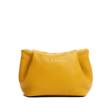 Sunshine | Leather makeup bag with folded sides and zipper closure