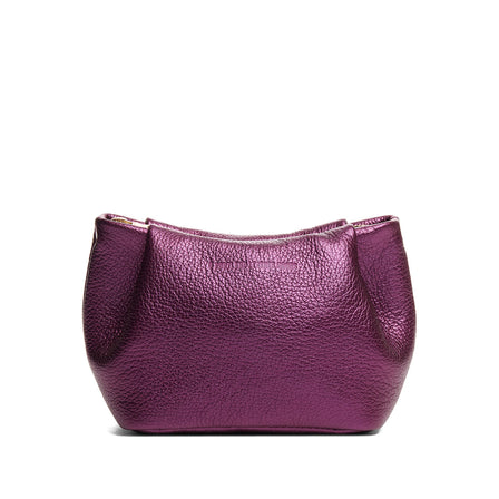 Ultra Violet | Leather makeup bag with folded sides and zipper closure