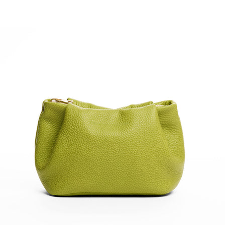 Wasabi | Leather makeup bag with folded sides and zipper closure