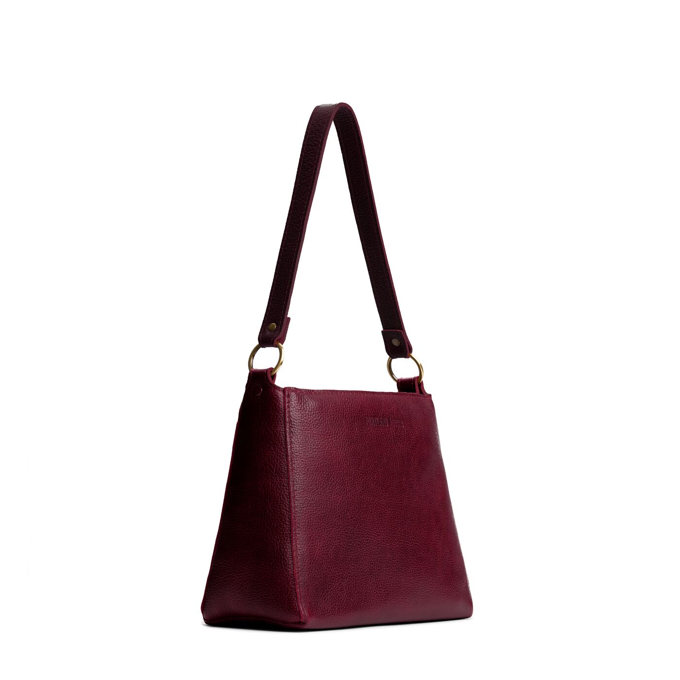 Cabernet*Small | Large triangular shoulder bag with antiqued brass finished hardware