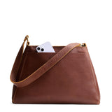 Asheville Large | Large triangular shoulder bag with antiqued brass finished hardware