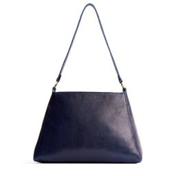 Cobalt*Large | Large triangular shoulder bag with antiqued brass finished hardware
