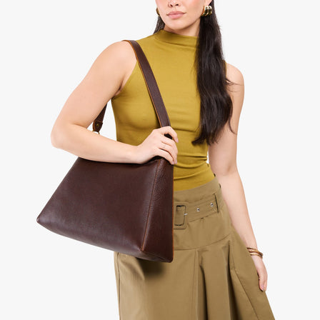 Boreal*Large | Large triangular shoulder bag with antiqued brass finished hardware