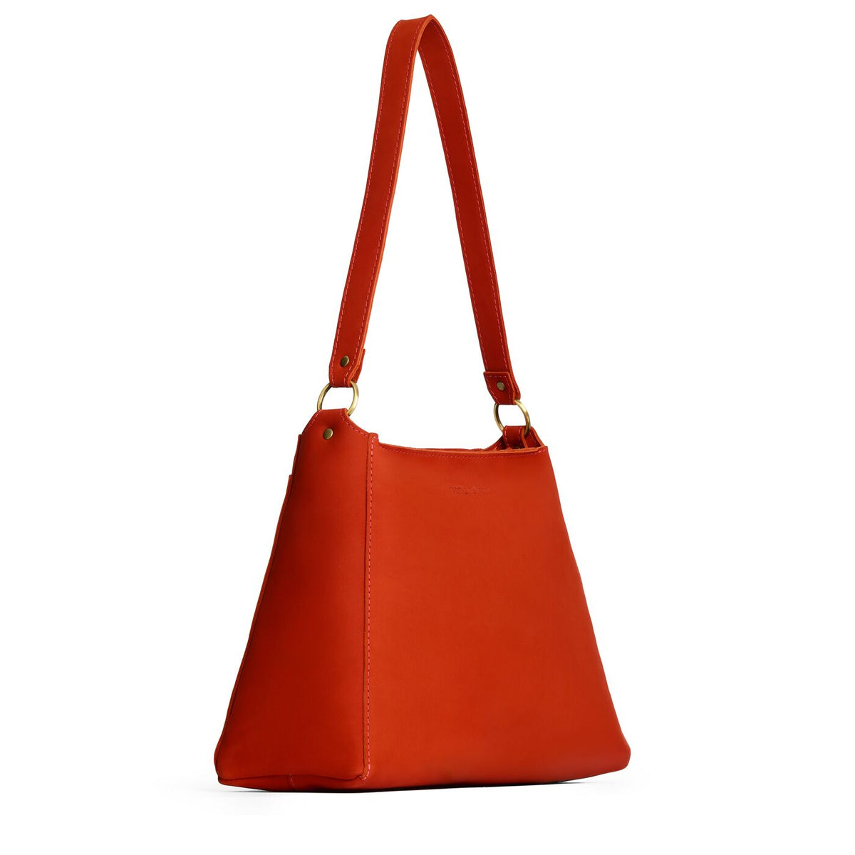 Paprika*Large | Large triangular shoulder bag with antiqued brass finished hardware