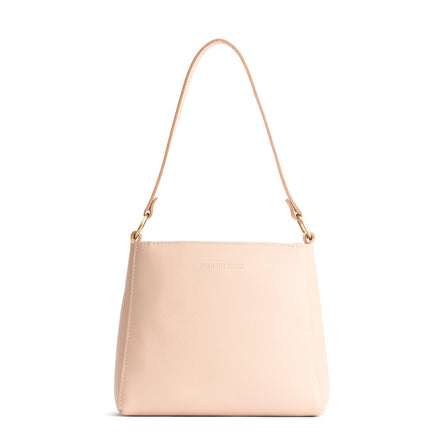 Moonflower | Triangular shoulder bag with antiqued brass finished hardware