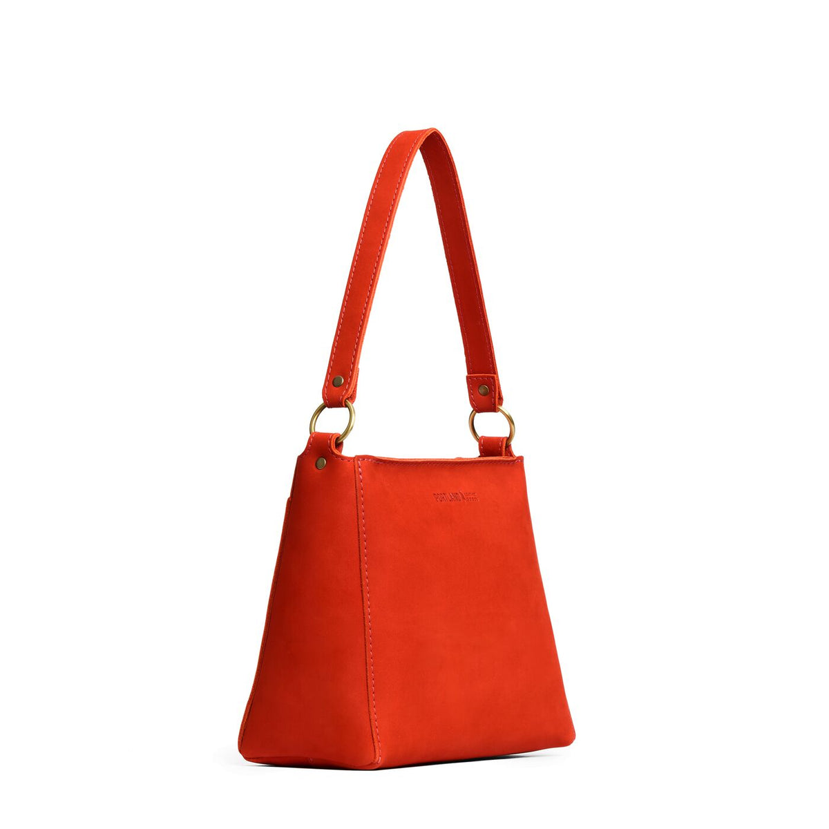 Paprika*Small | Triangular shoulder bag with antiqued brass finished hardware