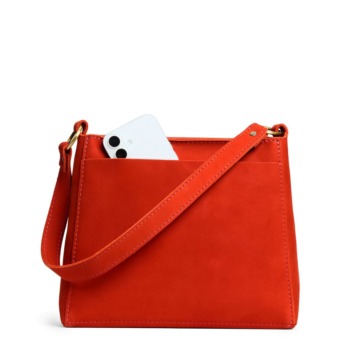 Paprika*Small | Triangular shoulder bag with antiqued brass finished hardware