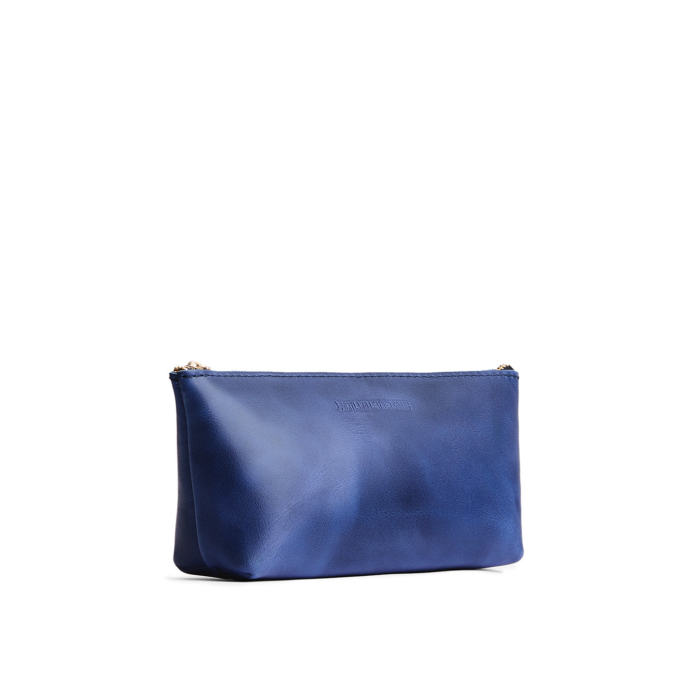 Cowboy blue | Leather utility bag pouch with top zipper