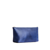 Cowboy blue | Leather utility bag pouch with top zipper
