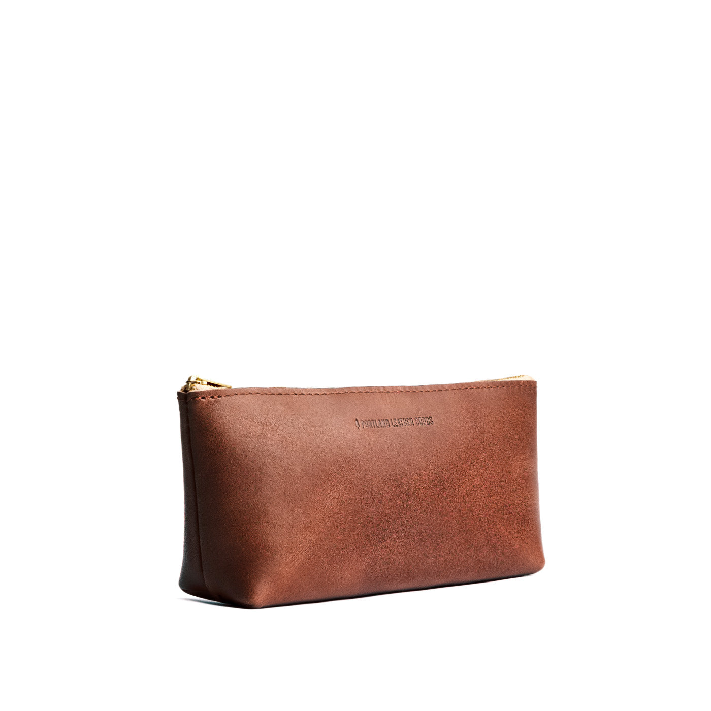 English Tan | Leather utility bag pouch with top zipper