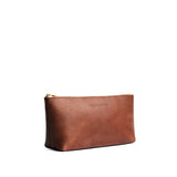 English Tan | Leather utility bag pouch with top zipper