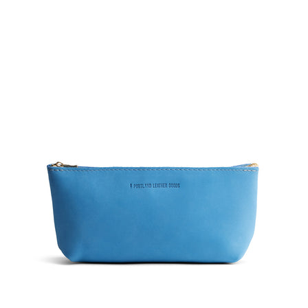 Iceberg Blue | Leather utility bag pouch with top zipper