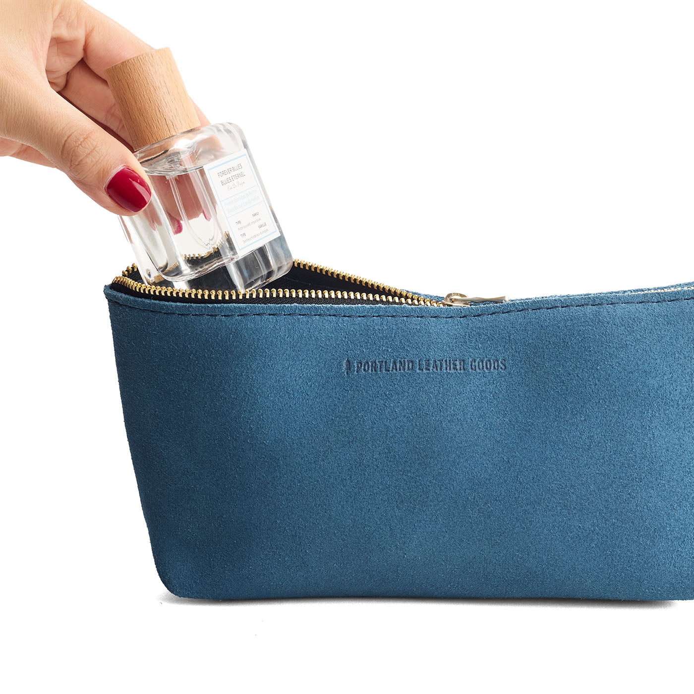 Mariner Blue | Leather utility bag pouch with top zipper