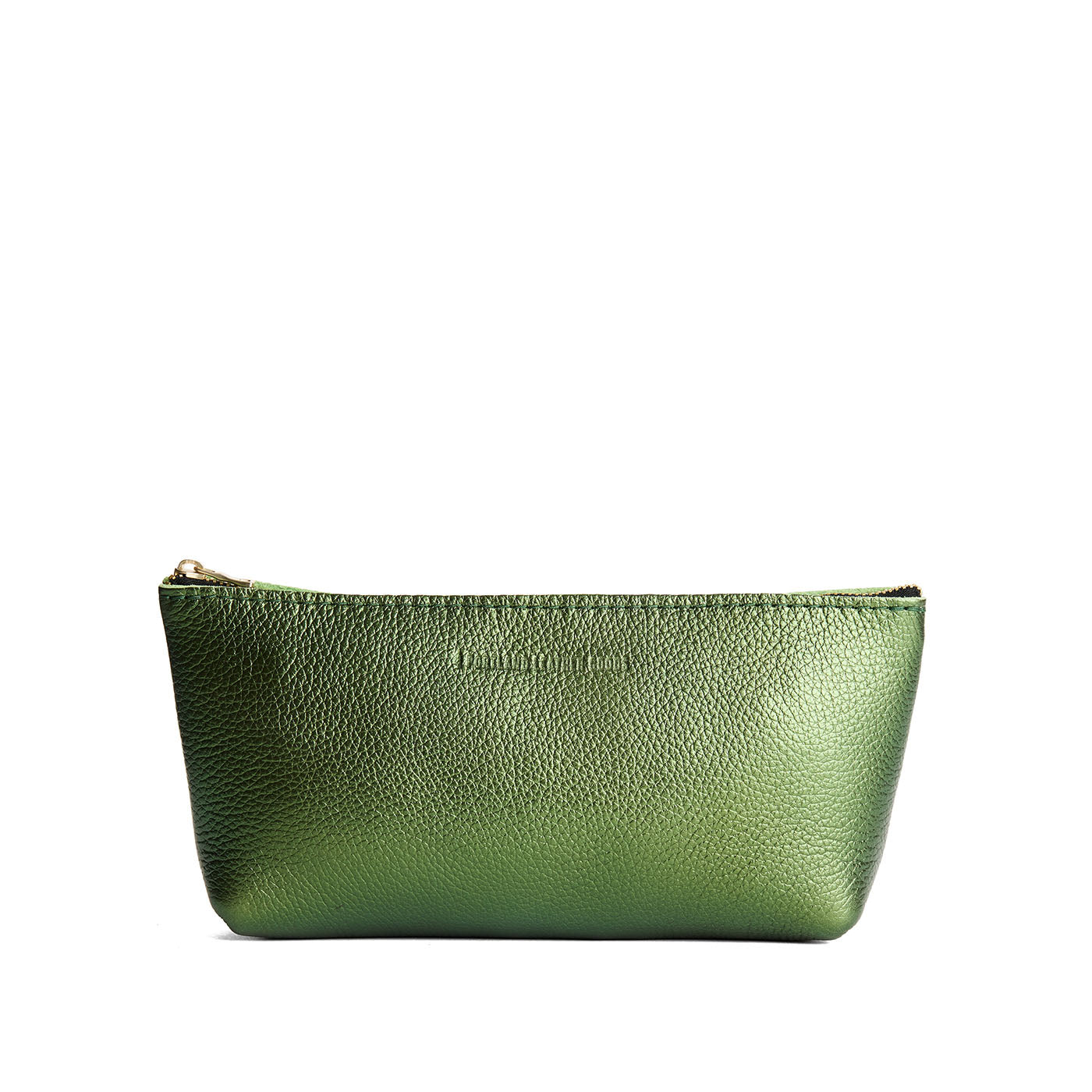 Metallic Greench | Leather utility bag pouch with top zipper