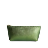 Metallic Greench | Leather utility bag pouch with top zipper