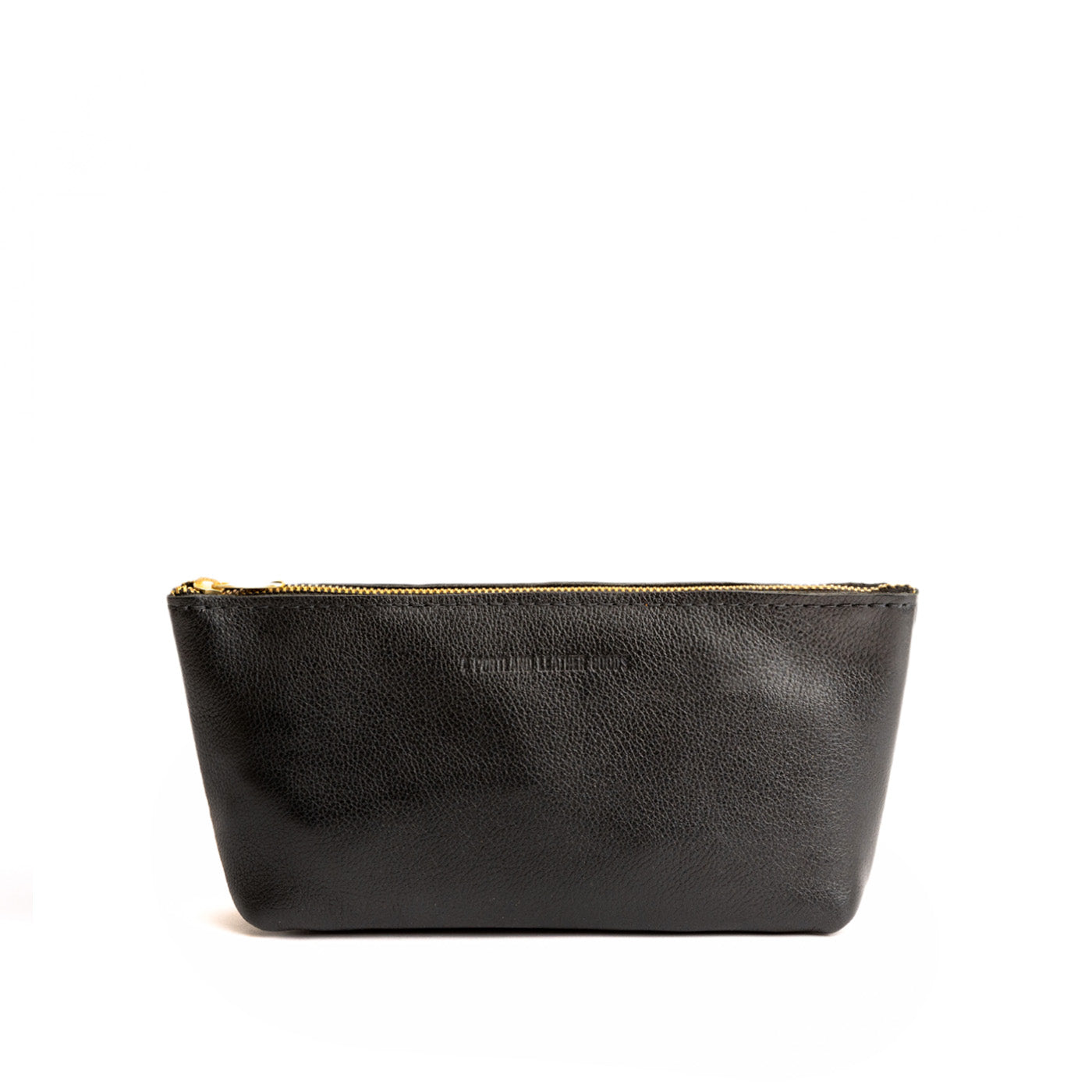 Pebbled--black | Leather utility bag pouch with top zipper
