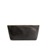 Pebbled--black | Leather utility bag pouch with top zipper