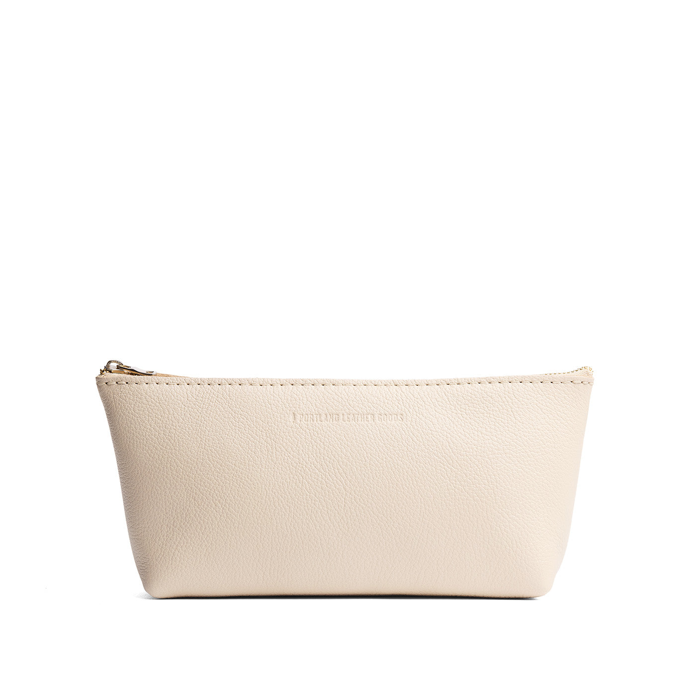 Pebbled Bone | Leather utility bag pouch with top zipper