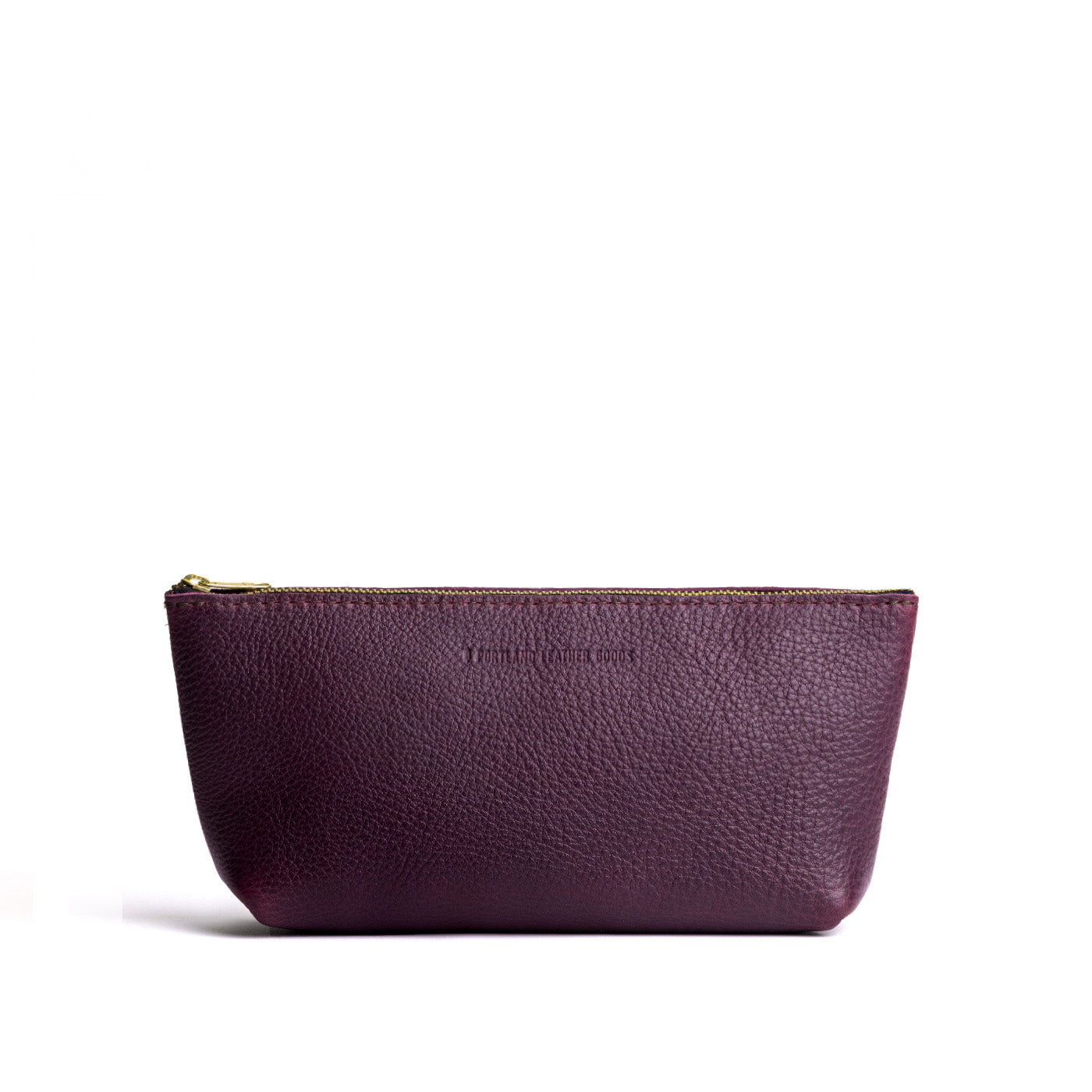 Plum | Leather utility bag pouch with top zipper