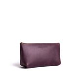 Plum | Leather utility bag pouch with top zipper