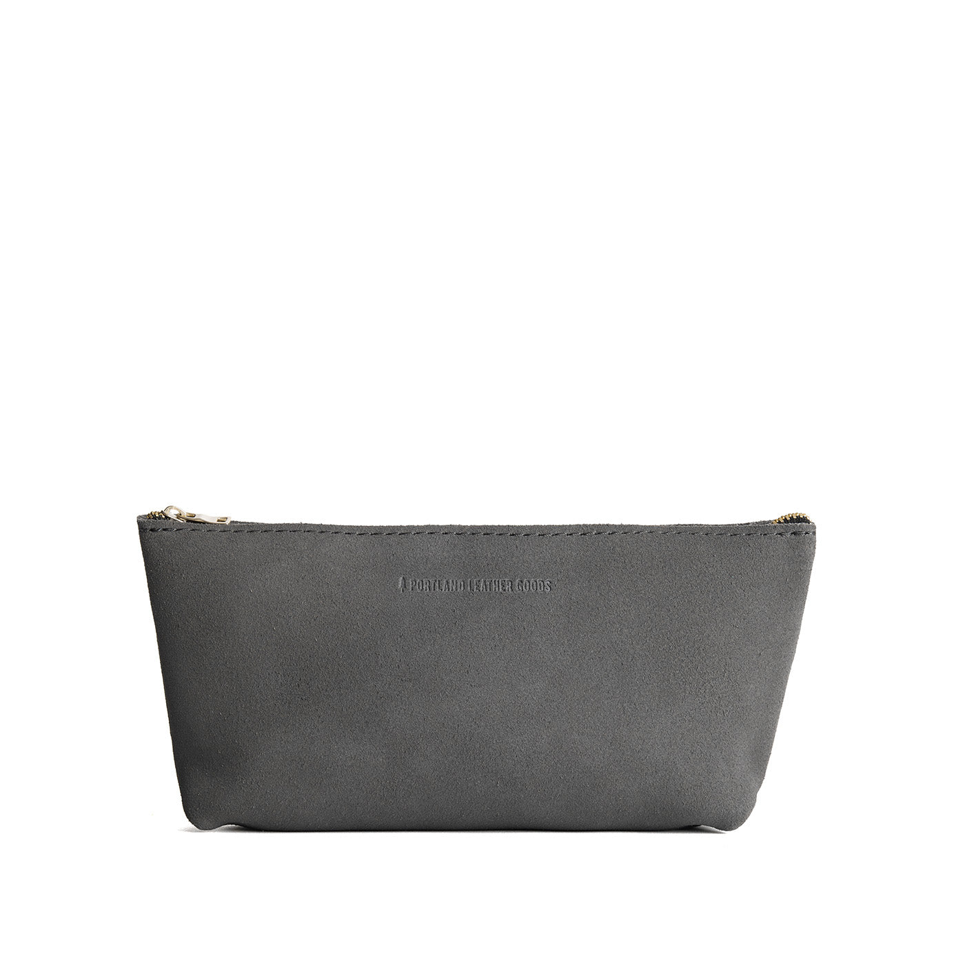 Smoke Grey | Leather utility bag pouch with top zipper