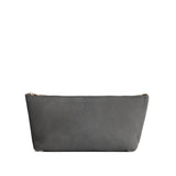 Smoke Grey | Leather utility bag pouch with top zipper
