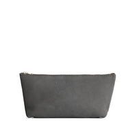 Smoke Grey | Leather utility bag pouch with top zipper