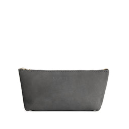 Smoke Grey | Leather utility bag pouch with top zipper