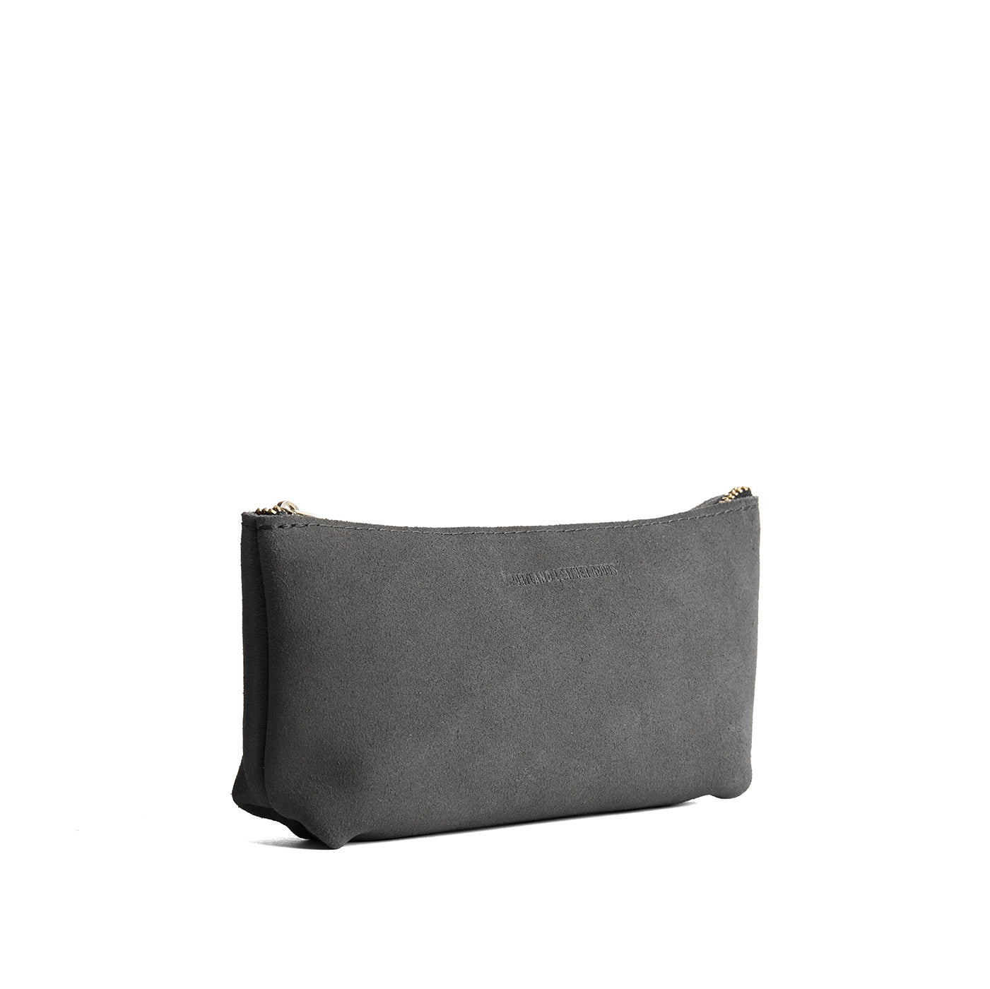 Smoke Grey | Leather utility bag pouch with top zipper