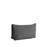 Smoke Grey | Leather utility bag pouch with top zipper