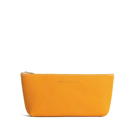 Turmeric | Leather utility bag pouch with top zipper