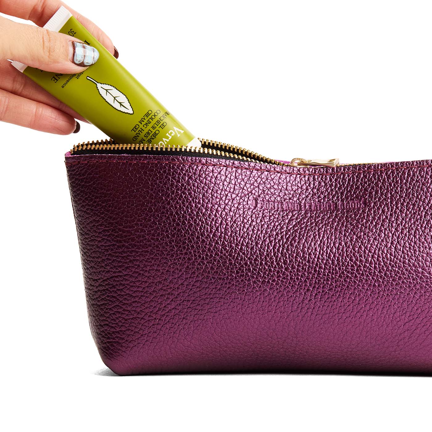 Ultra Violet | Leather utility bag pouch with top zipper