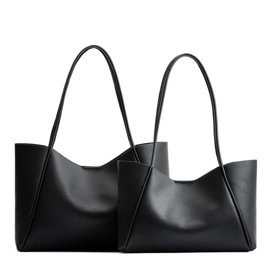 Black | Side by side comparison of both sizes of wide totes