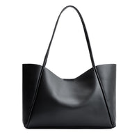 Black*Large | Large wide tote with leather straps and snap closure